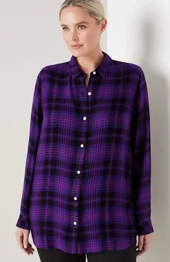 Soft Button-Front Plaid Tunic | Jjill