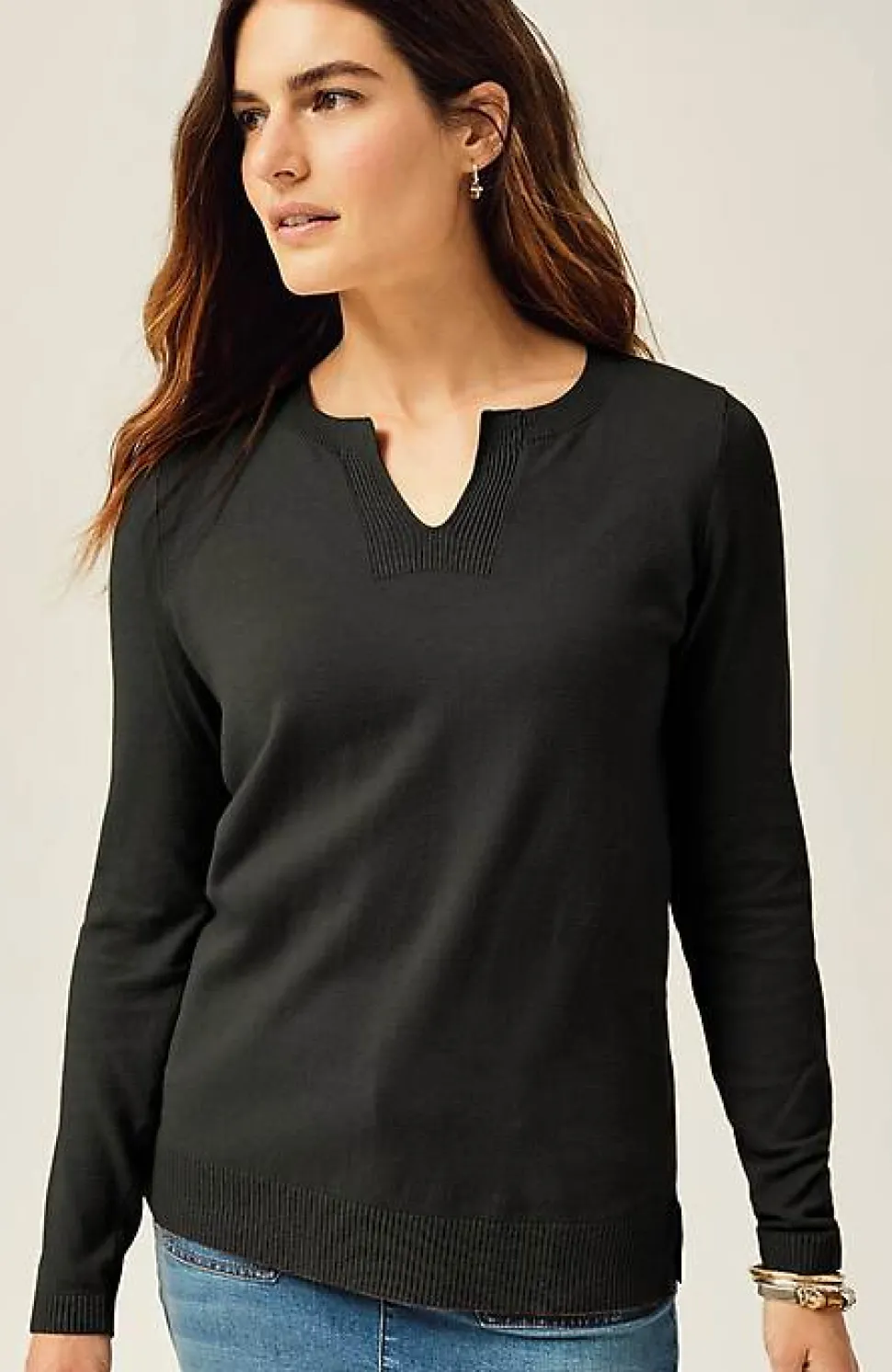 Split-Neck Pullover Sweater | Jjill