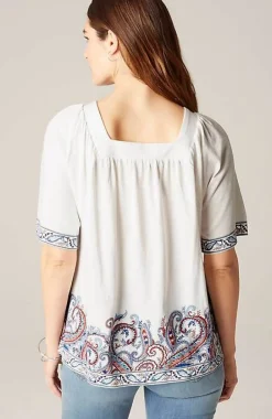 Square-Neck Elbow-Sleeve Top | Jjill