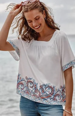 Square-Neck Elbow-Sleeve Top | Jjill