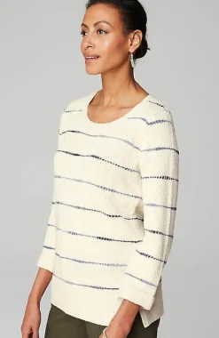 Textured 3/4-Sleeve Pullover Sweater | Jjill