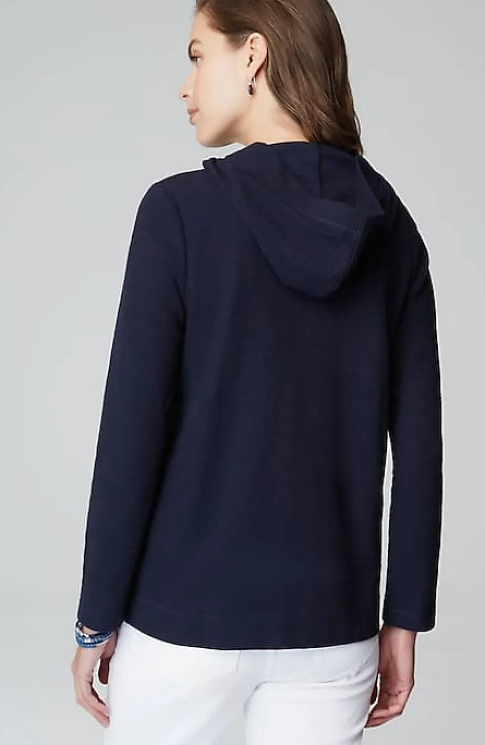 Textured-Cotton Hoodie | Jjill