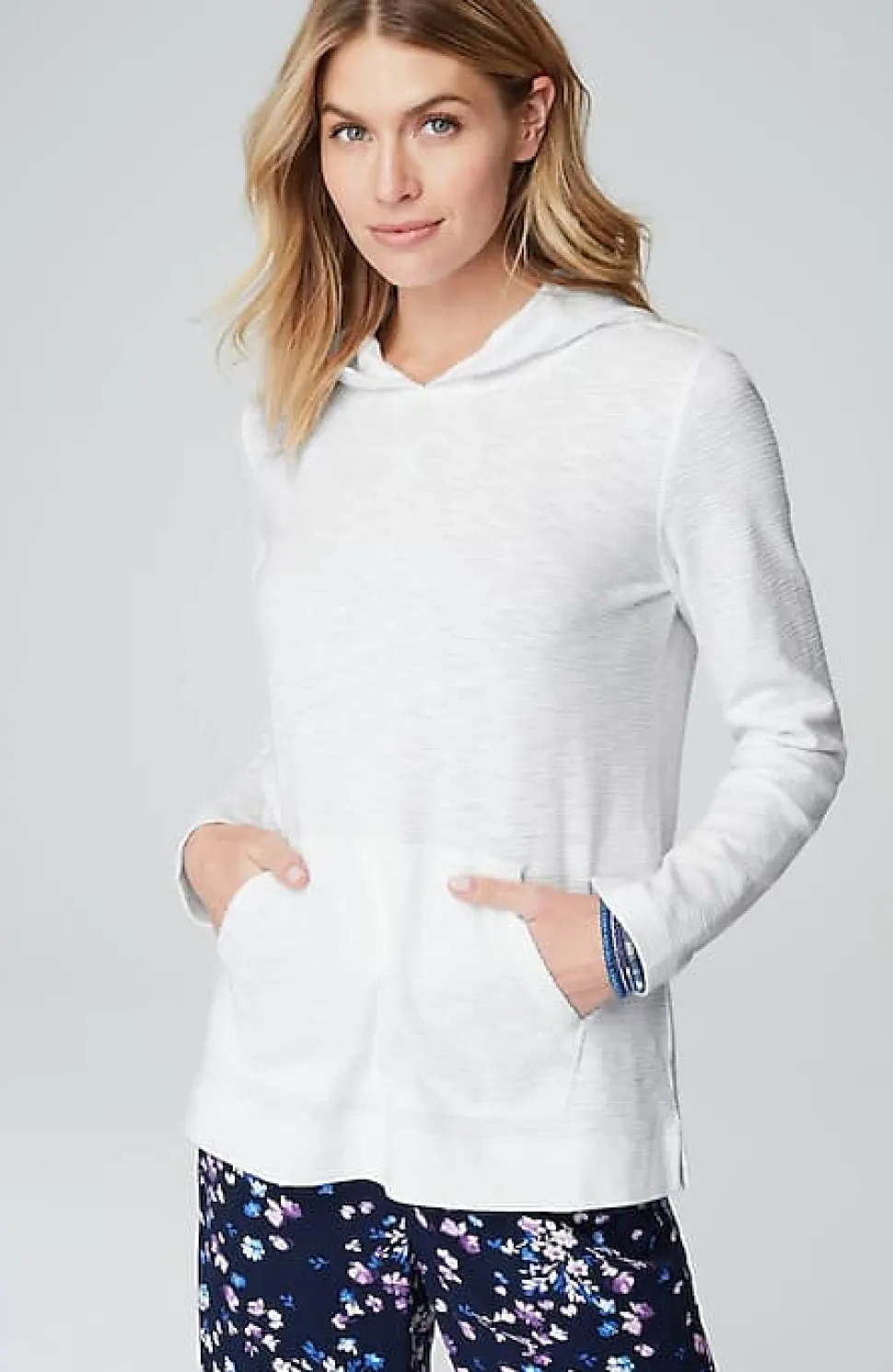 Textured-Cotton Hoodie | Jjill