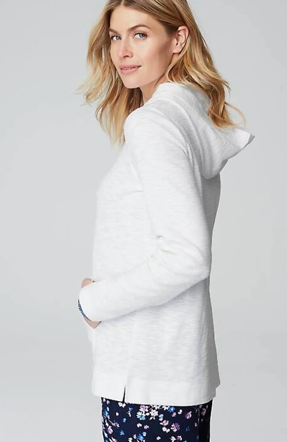 Textured-Cotton Hoodie | Jjill