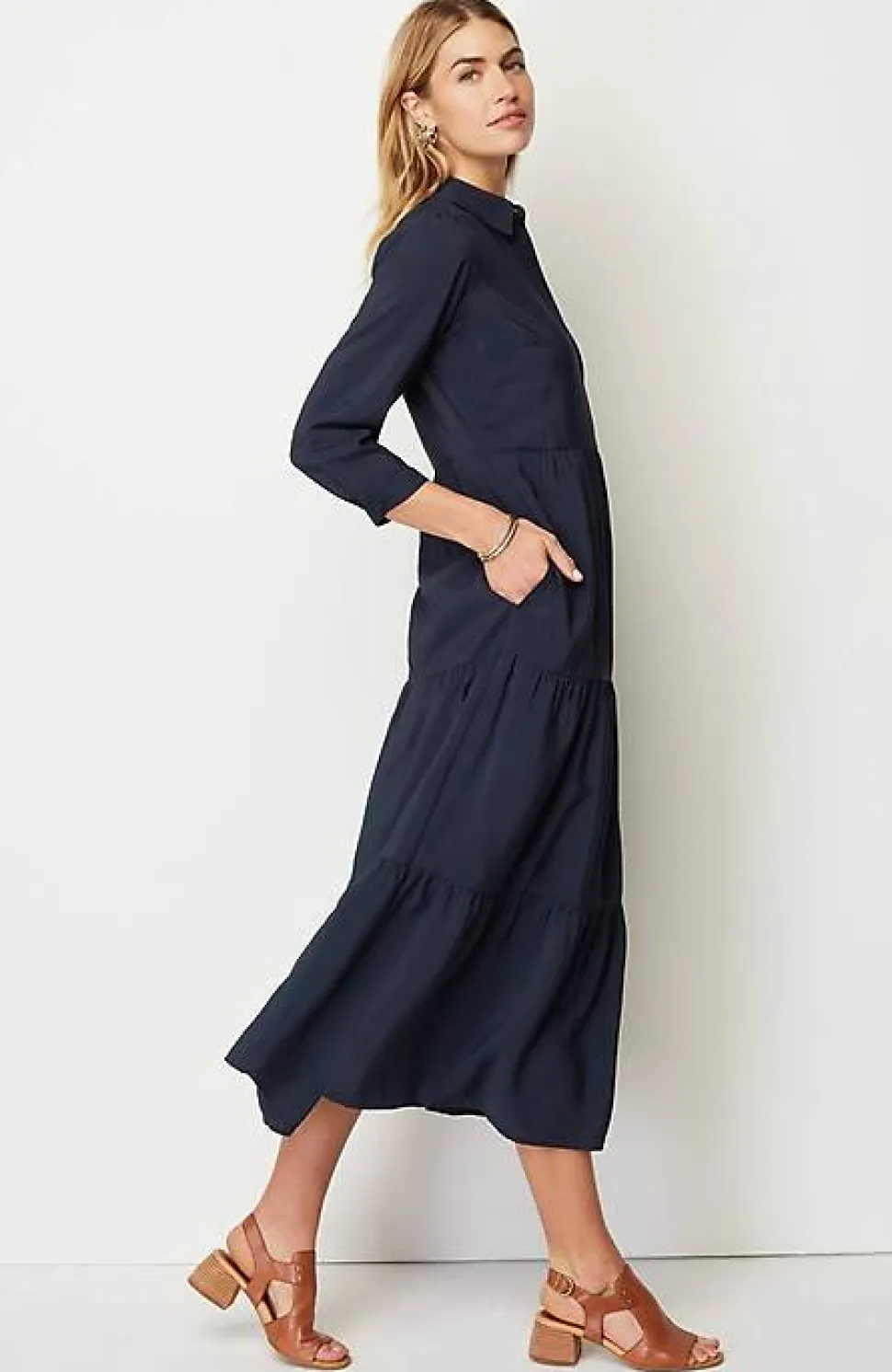 Tiered Maxi Shirtdress | Jjill