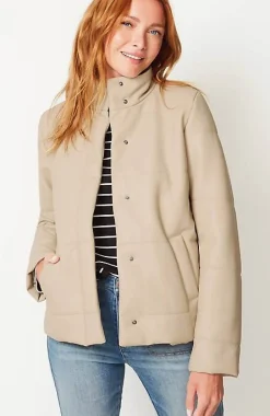 Vegan-Leather Puffer Jacket | Jjill
