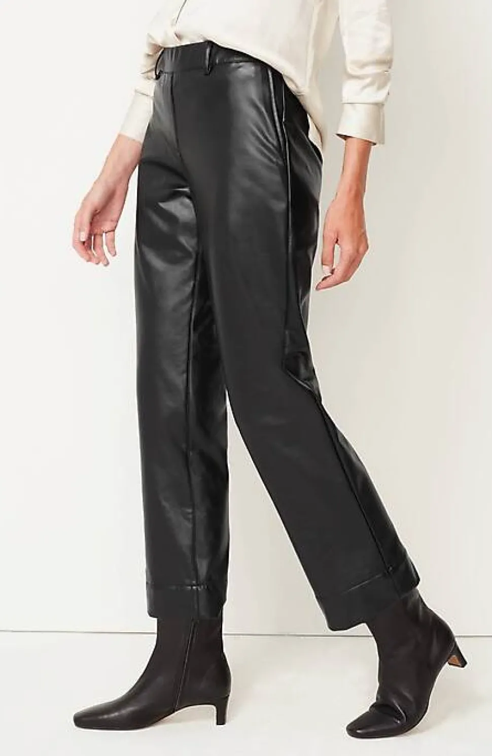 Vegan-Leather Straight-Leg Trousers | Jjill