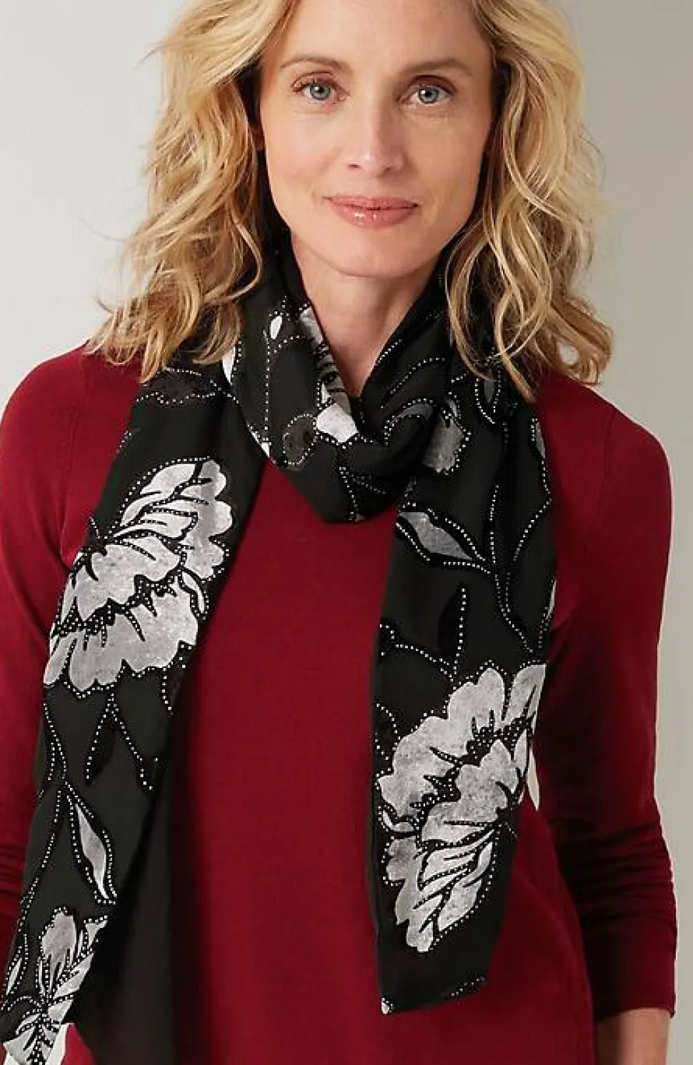 Velvet Burnout Metallic-Printed Scarf | Jjill