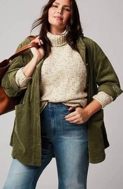 Velvet-Hooded Tumble-Cord Jacket | Jjill