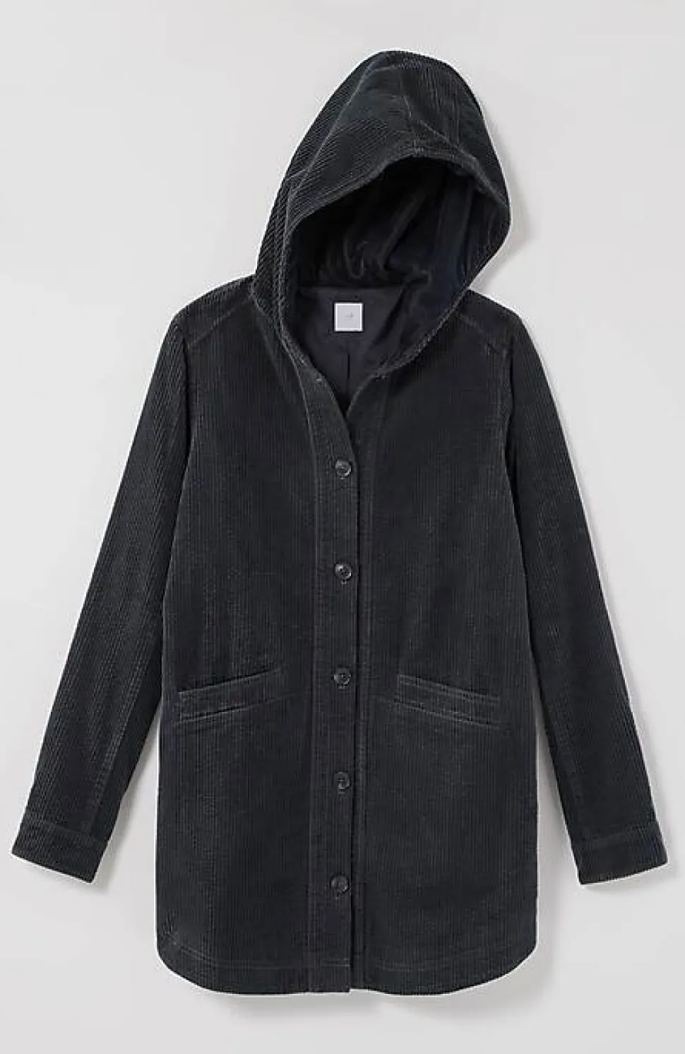 Velvet-Hooded Tumble-Cord Jacket | Jjill