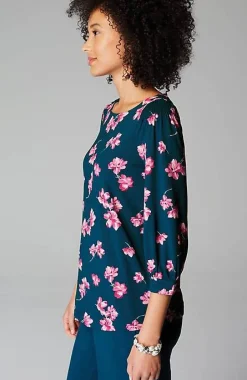 Wearever Boat-Neck Smocked-Sleeve Top | Jjill