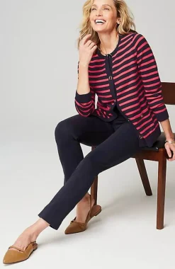 Wearever Button-Front Striped Cardi | Jjill