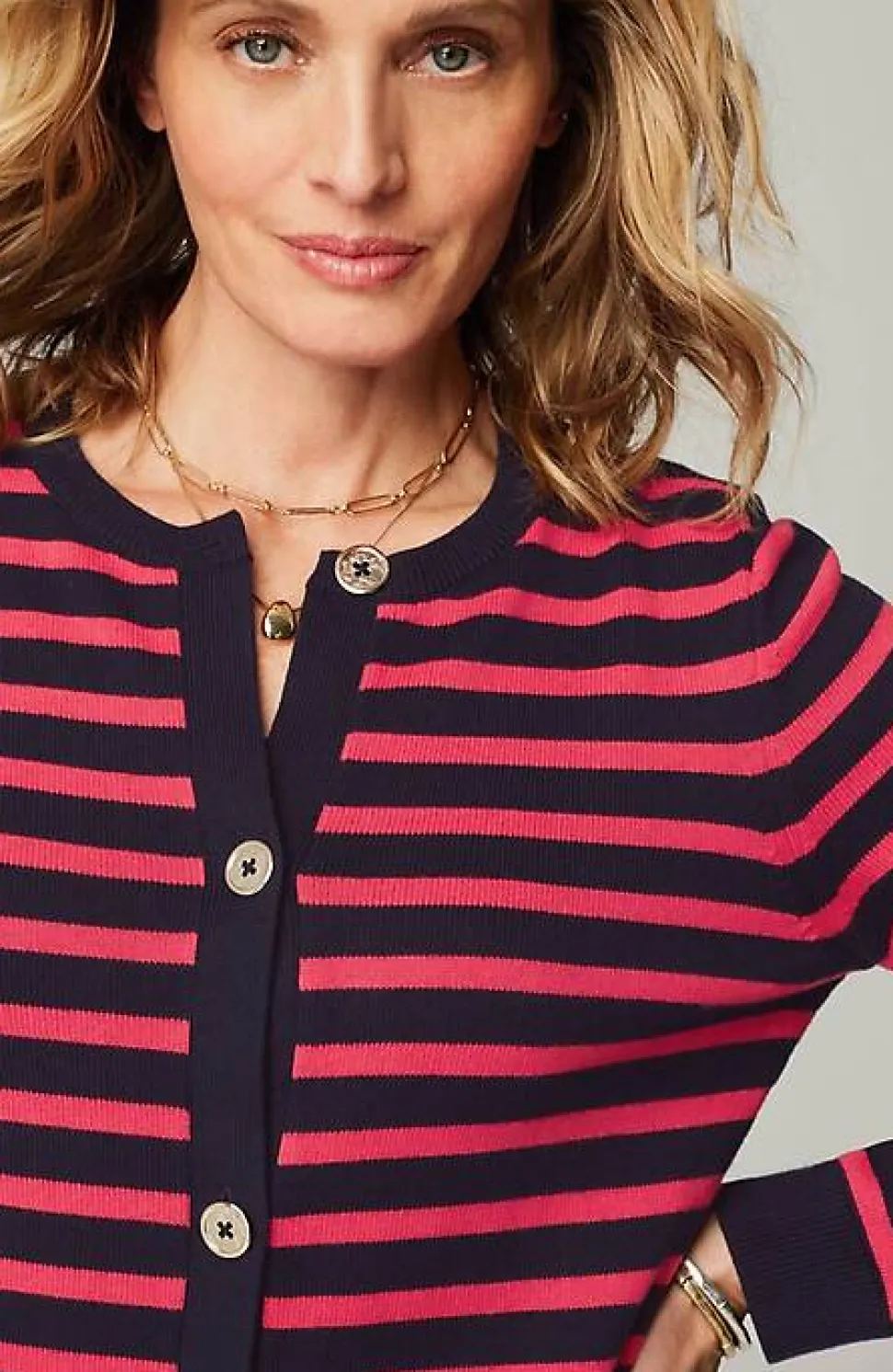 Wearever Button-Front Striped Cardi | Jjill