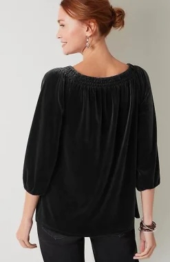 Wearever Convertible-Shoulder Smocked-Neck Top | Jjill