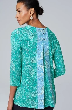 Wearever Mixed-Print Button-Back Top | Jjill