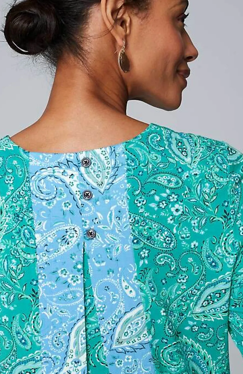 Wearever Mixed-Print Button-Back Top | Jjill