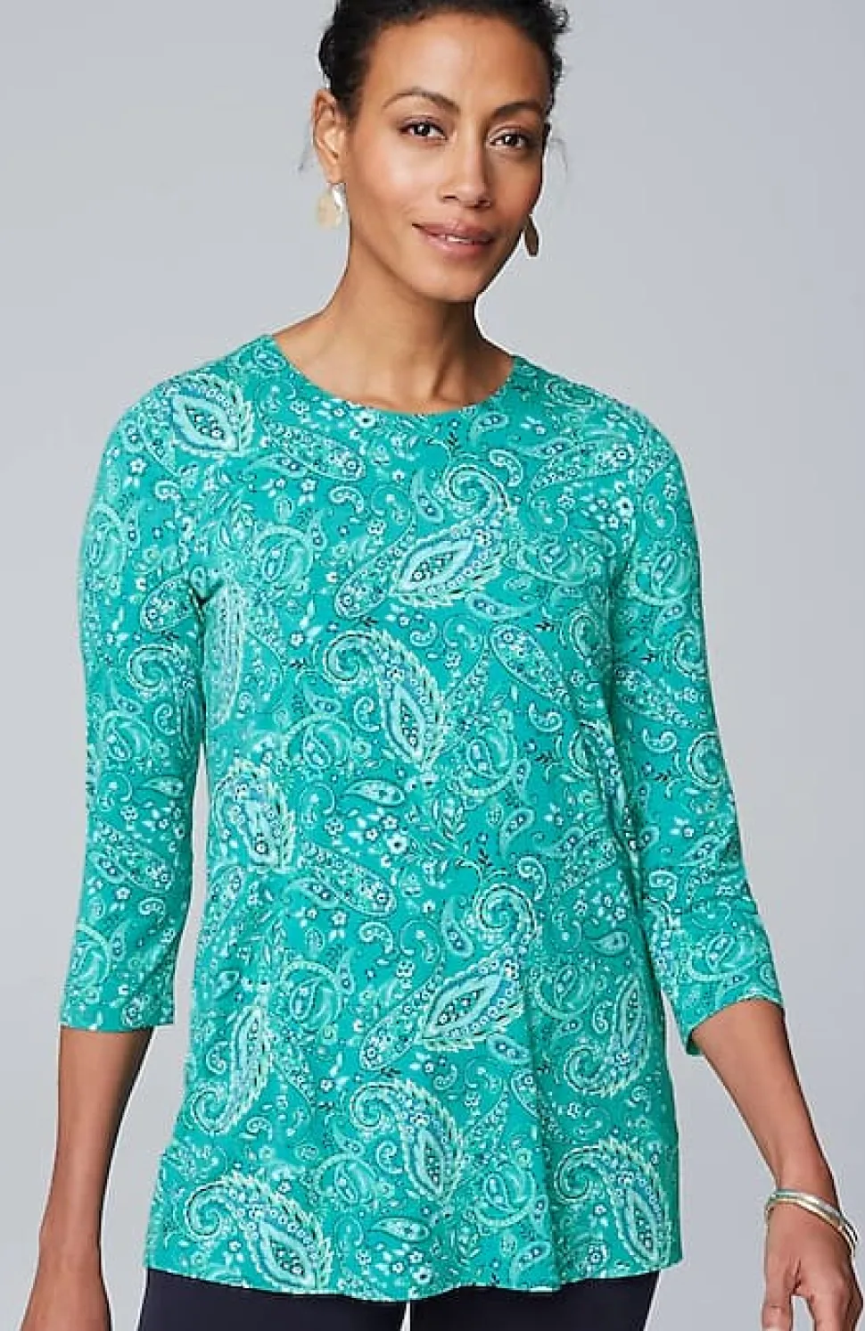 Wearever Mixed-Print Button-Back Top | Jjill