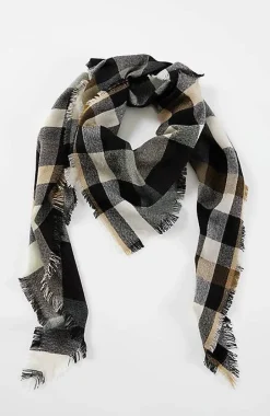 Wearever Neutral Plaid Triangle Scarf | Jjill