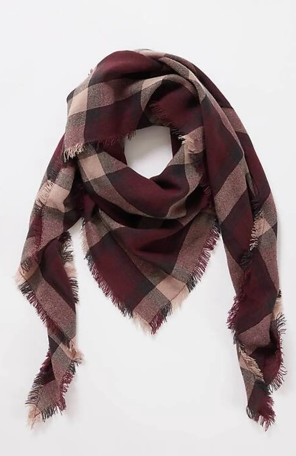 Wearever Neutral Plaid Triangle Scarf | Jjill
