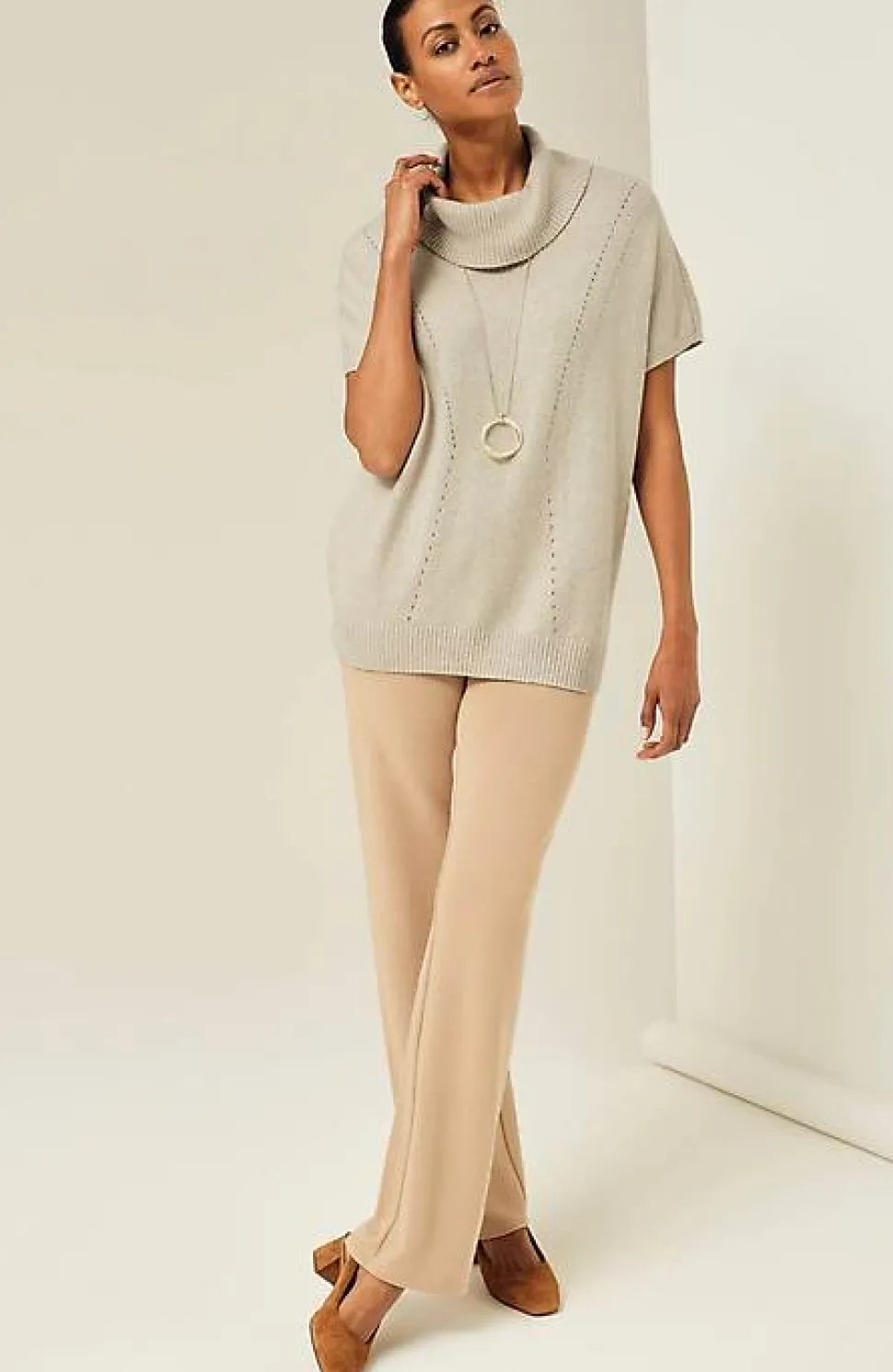 Wearever Pointelle Short-Sleeve Sweater | Jjill