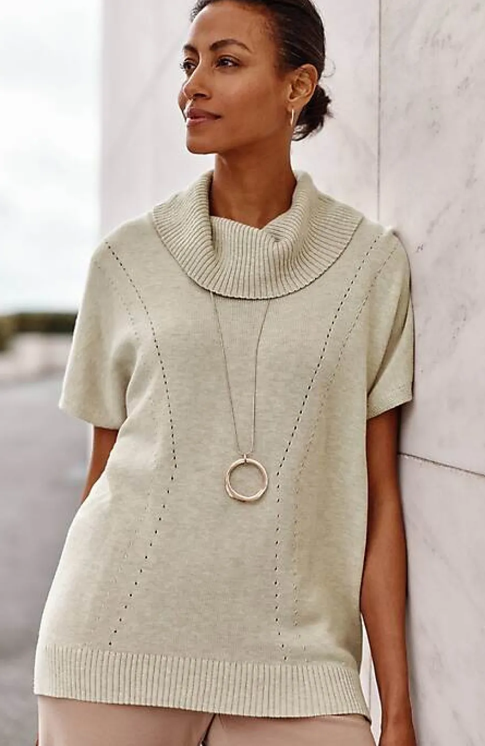 Wearever Pointelle Short-Sleeve Sweater | Jjill