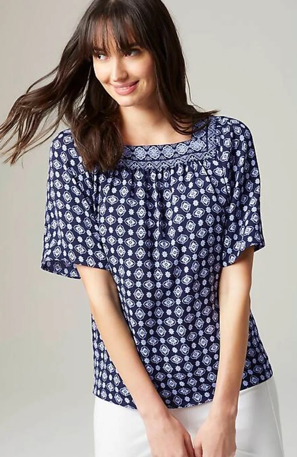 Wearever Shirred Square-Neck Top | Jjill
