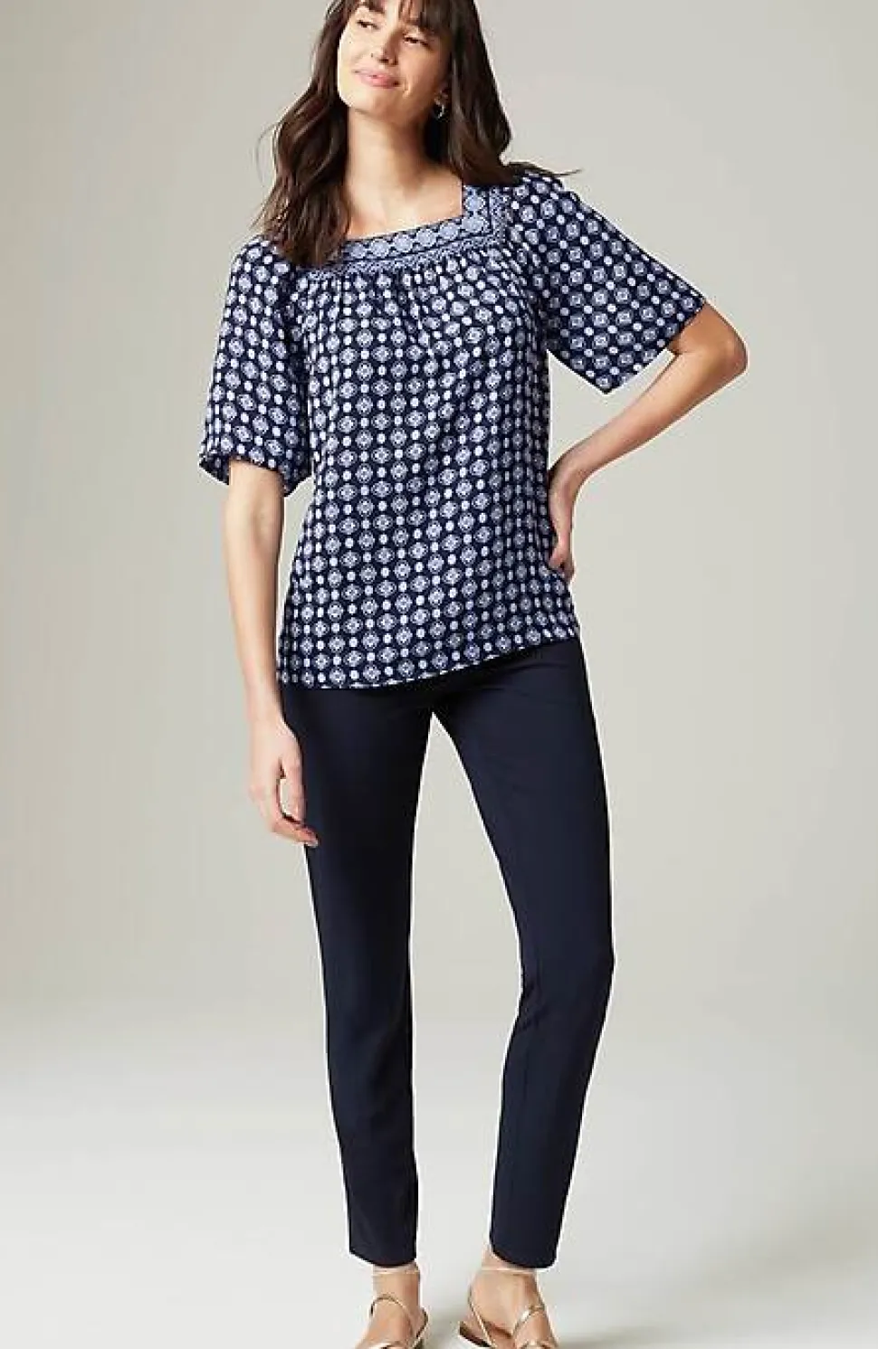 Wearever Shirred Square-Neck Top | Jjill