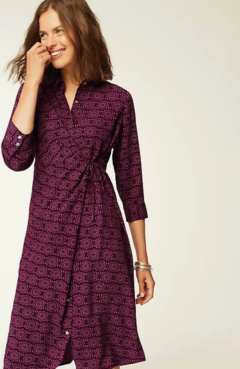 Wearever Shirred Tie-Front Dress | Jjill