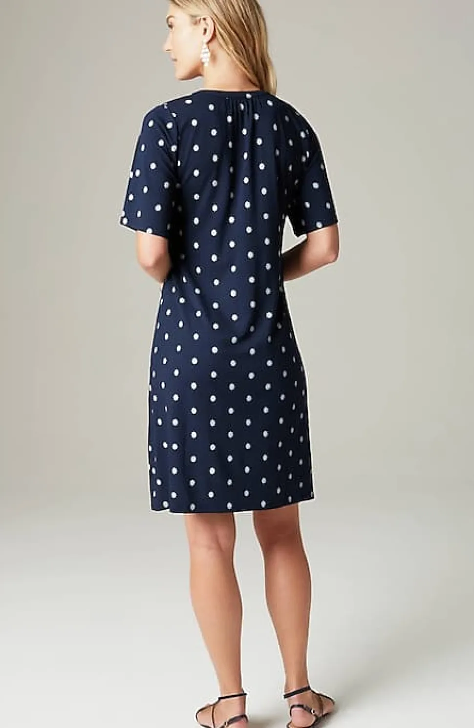 Wearever Shirred-Neckline Flutter-Sleeve Dress | Jjill