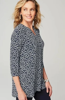 Wearever Shirred-Yoke Split-Neck Tunic | Jjill