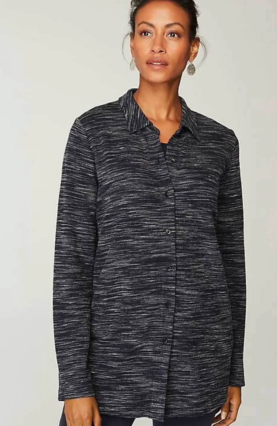 Wearever Textured Button-Front Tunic | Jjill