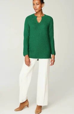 Wearever Textured Split-Neck Sweater | Jjill