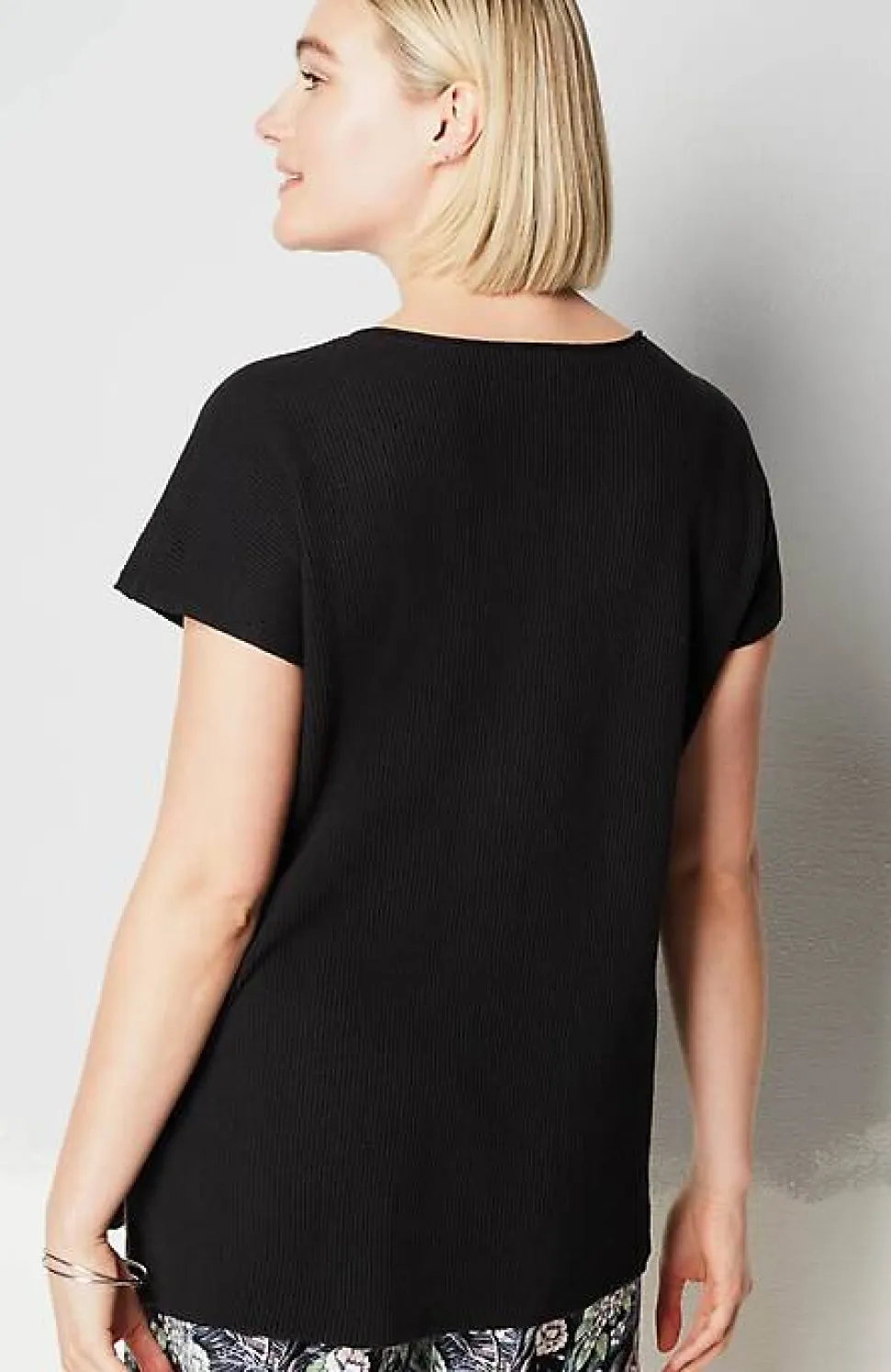 Wearever Textured V-Neck Short-Sleeve Sweater | Jjill