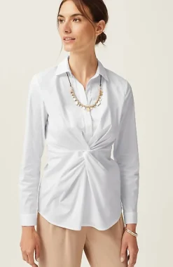 Wearever Twisted-Front Shirt-Collar Top | Jjill