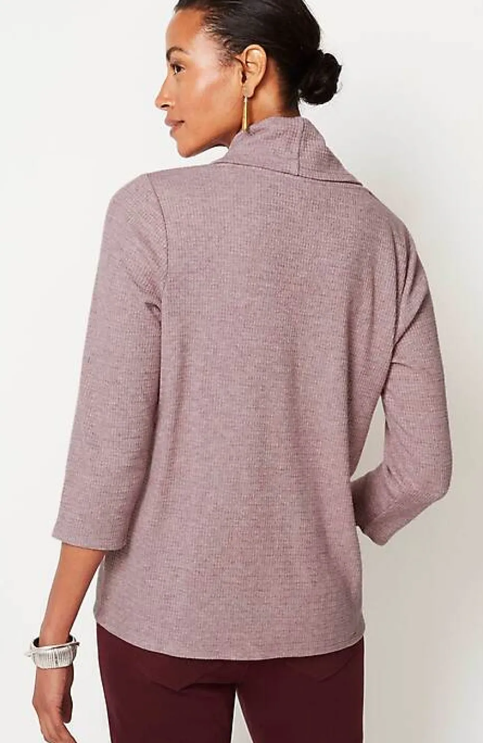 Wearever Waffle-Textured Cowl-Neck Top | Jjill