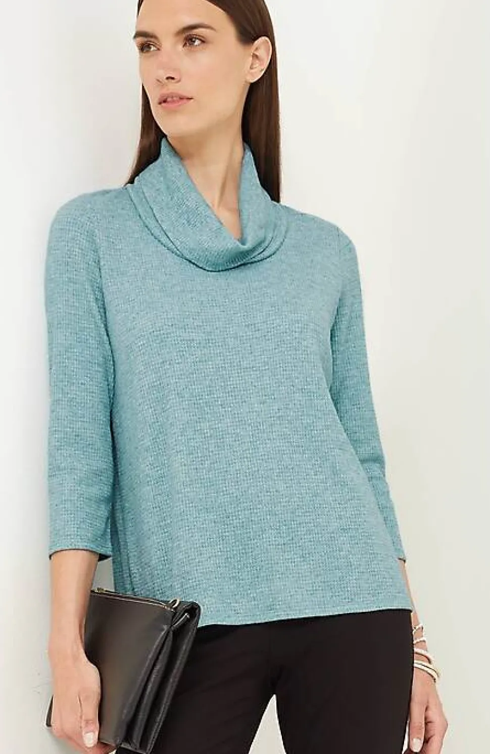 Wearever Waffle-Textured Cowl-Neck Top | Jjill