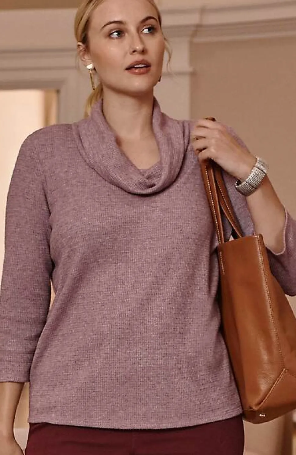 Wearever Waffle-Textured Cowl-Neck Top | Jjill