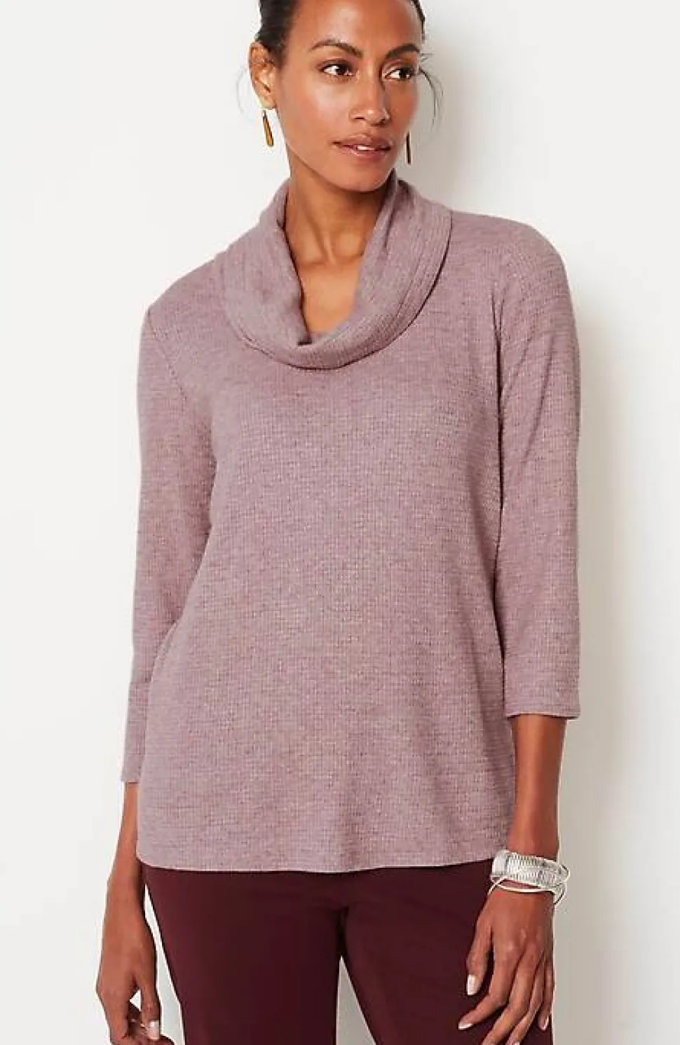 Wearever Waffle-Textured Cowl-Neck Top | Jjill