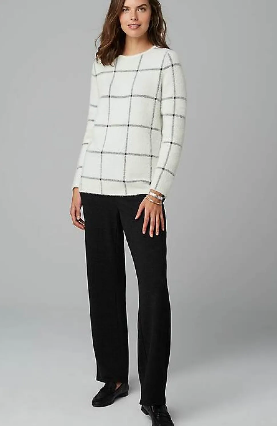 Wearever Windowpane Removable-Snood Sweater | Jjill