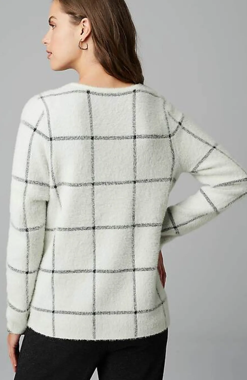 Wearever Windowpane Removable-Snood Sweater | Jjill